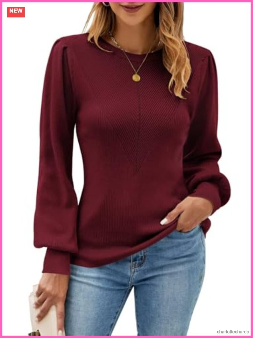 Women's Fall Knit Pullover Sweater - Slim Fit Crewneck Long Sleeve Top